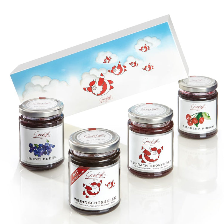 Geschenkkarton mit Konfitüren und Chocoladencreme