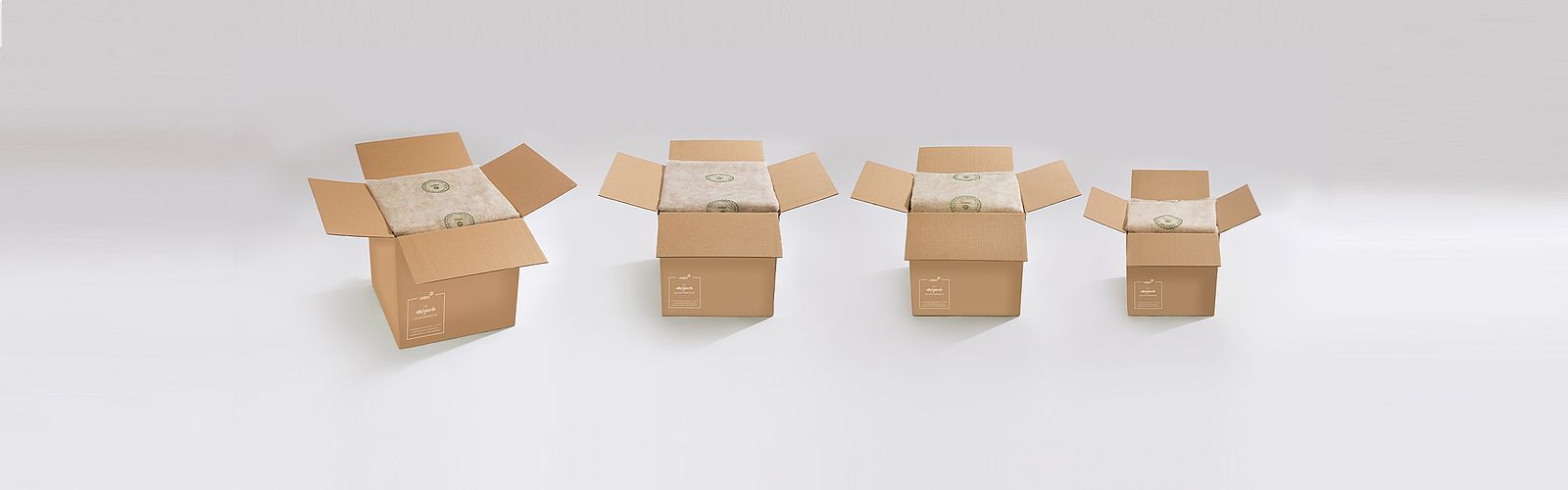 Vier Kartomgs unserer Kühlverpackung von Landpack