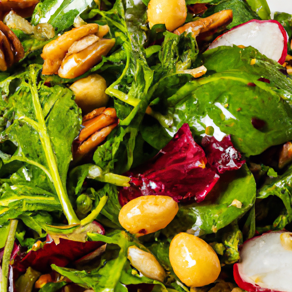 Frische Blattsalate mit Walnüssen und Apfelbalsam