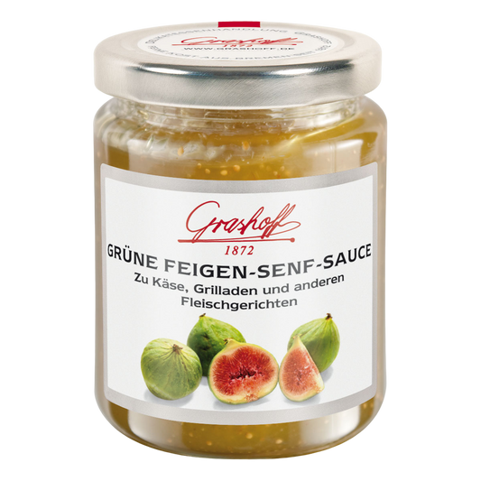 Glas mit Grüner Feigensenfsauce