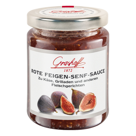 Glas mit Roter Feigensenfsauce