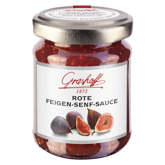 Kleines Glas Rote Feigensenfsauce