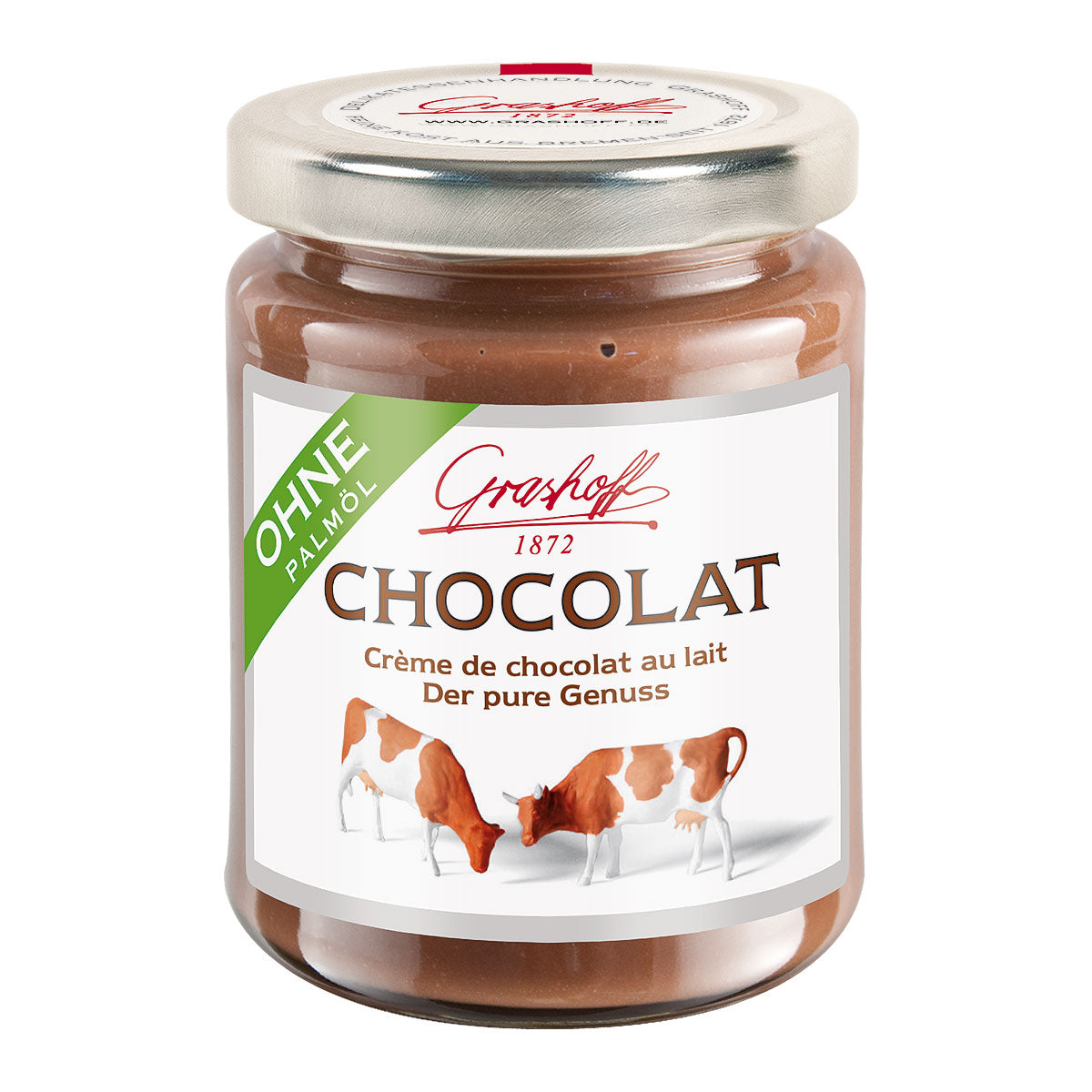 Glas mit Milchchocolat und kleinen Kühen