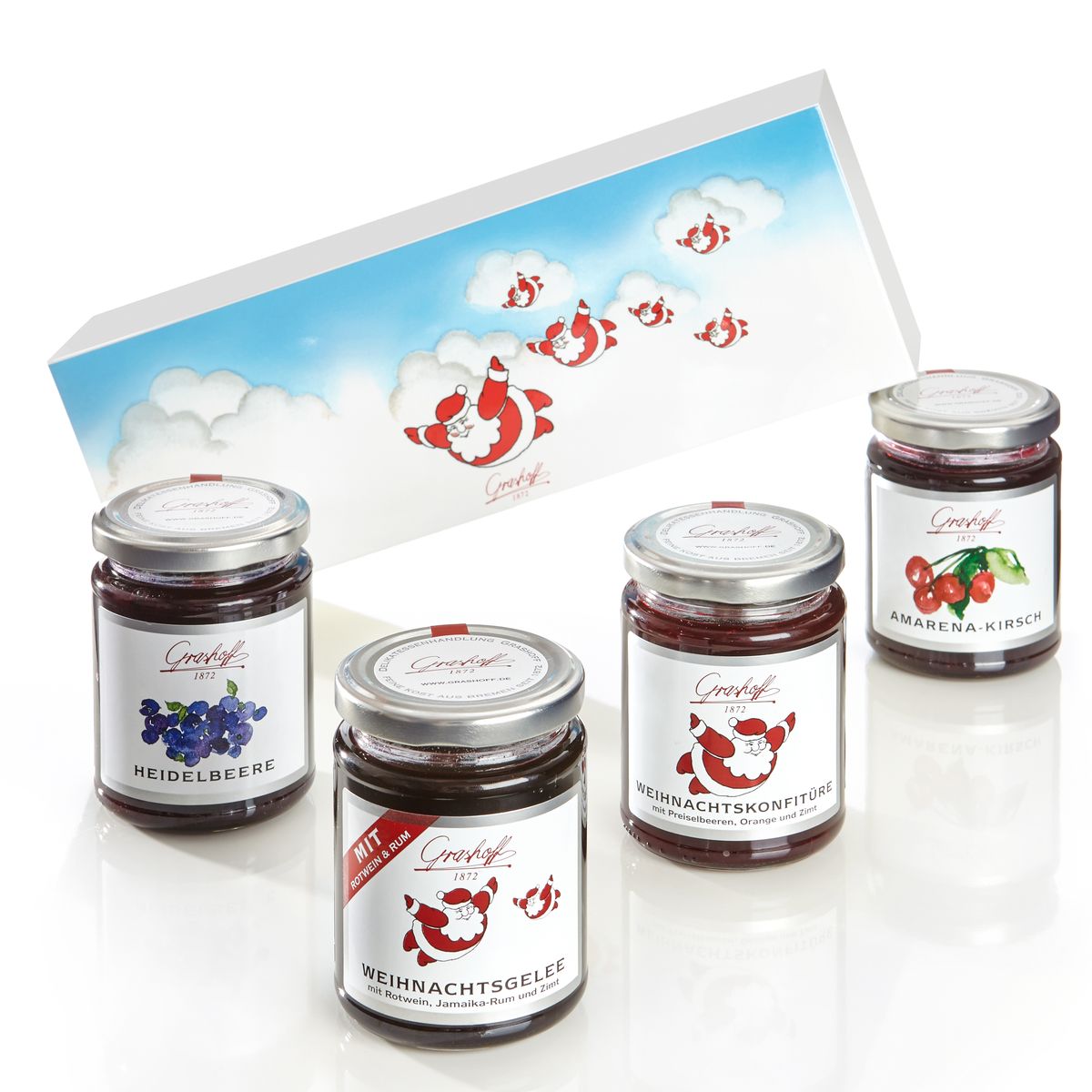 Vier Weihnachtliche Konfitüren im Geschenkkarton