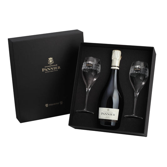 Blanc Velours Champagner Geschenkbox mit 2 Gläsern