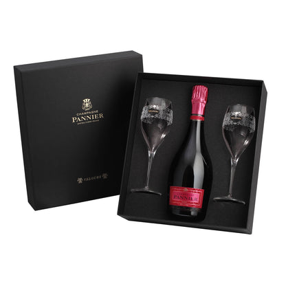 Rose Champagner mit Geschenkkarton und 2 Gläser