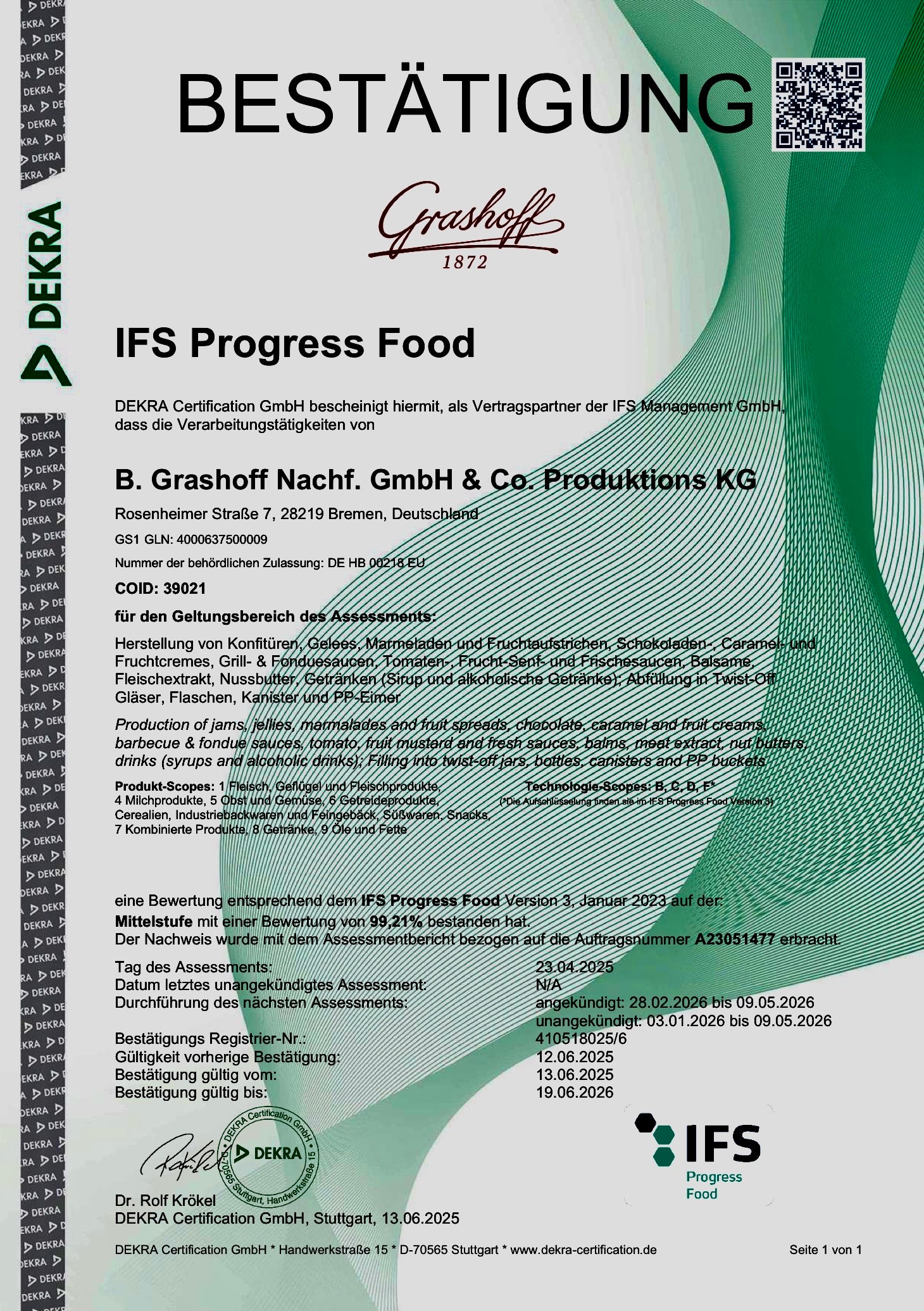 IFS Zertifikat Grashoff