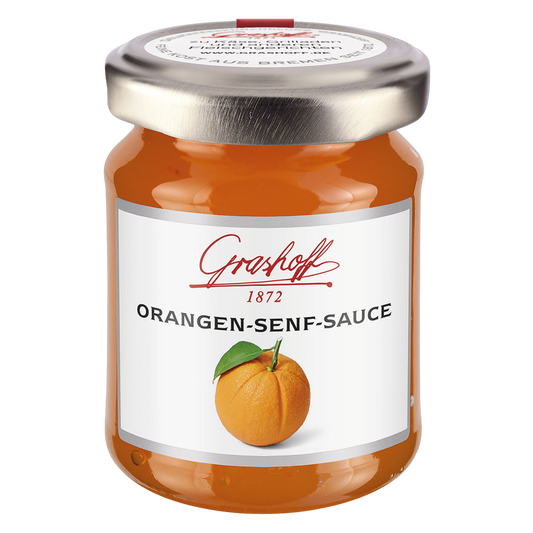 Orangen-Senf Sauce im Glas