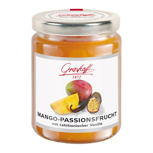 Confettura di frutto della passione al mango con vaniglia